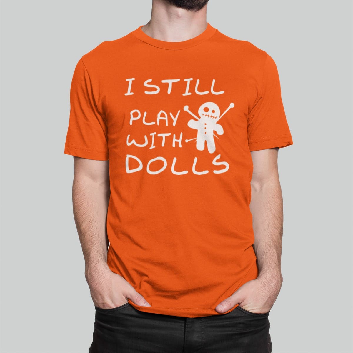 Στάμπα για μπλούζα, I still play with dolls (10200) - Orange (400)