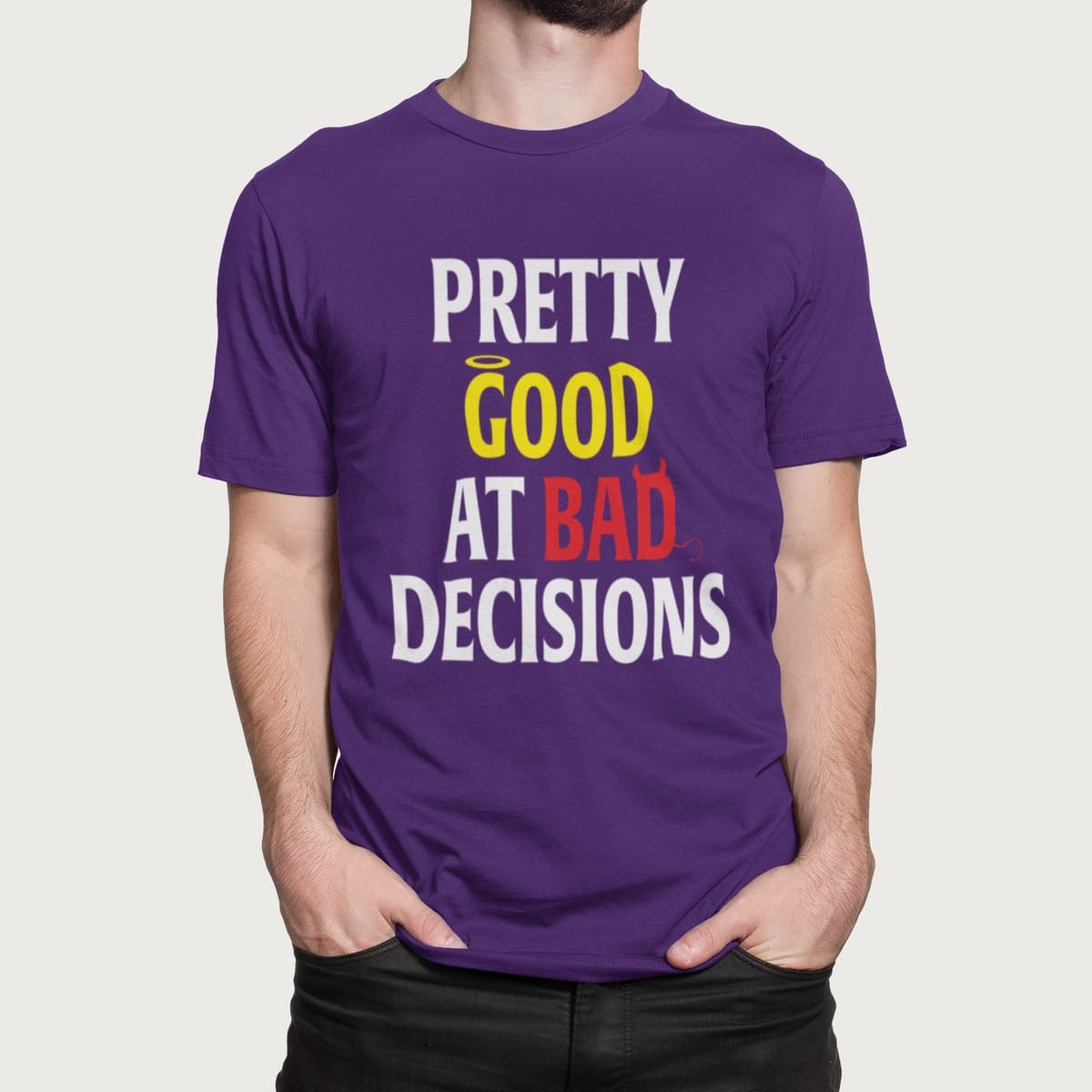 Στάμπα για μπλούζα, Pretty good at bad decisions (10415) - Dark Purple (712)