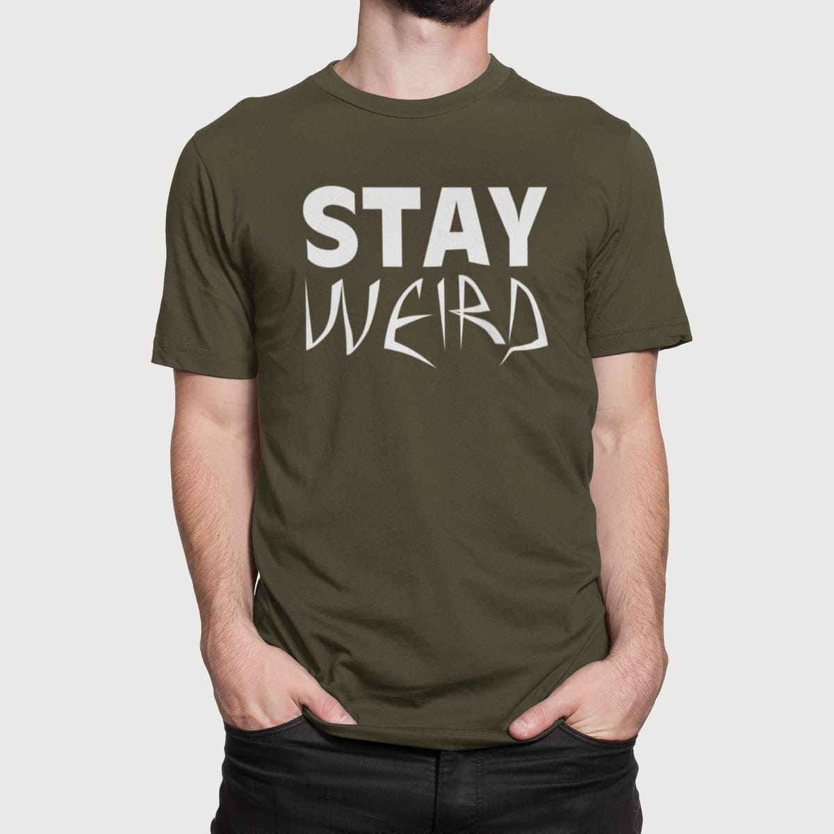 Στάμπα για μπλούζα, Stay Weird (10432) - Army (269)