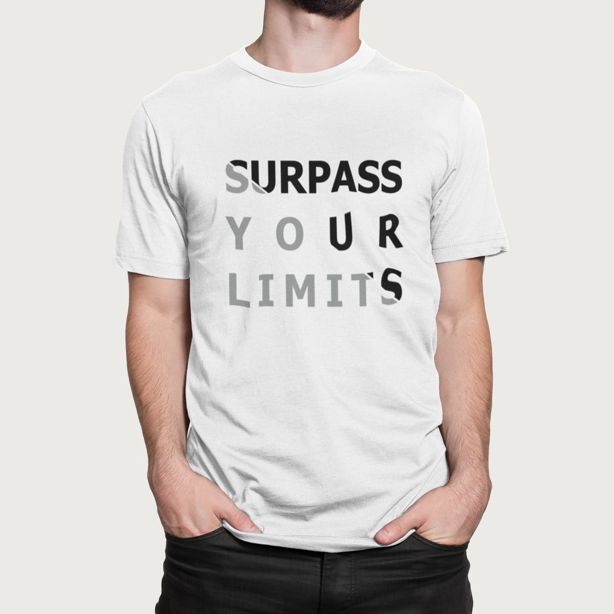 Στάμπα για μπλούζα, Surpass your limits (10434) - White (102)