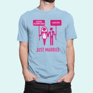 Στάμπα για μπλούζα, Game Over Marriage (10171) - Sky Blue (220)