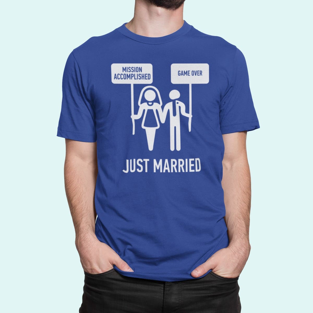 Στάμπα για μπλούζα, Game Over Marriage (10171) - Royal Blue (241)