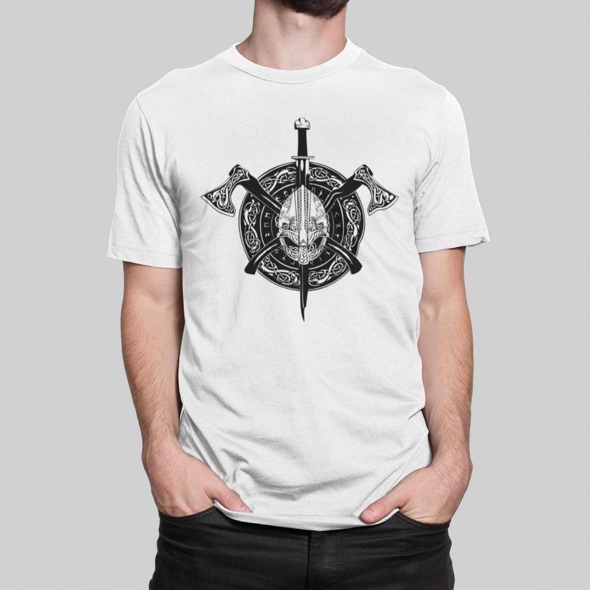 Μπλούζα με στάμπα , Viking Crest (10031) - White (102)