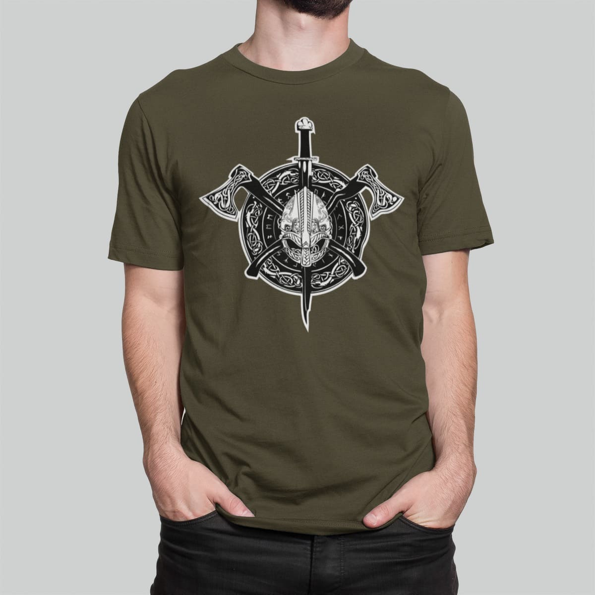 Μπλούζα με στάμπα , Viking Crest (10031) - Army (269)