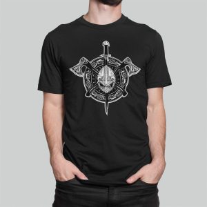 Μπλούζα με στάμπα , Viking Crest (10031) - Black (309)