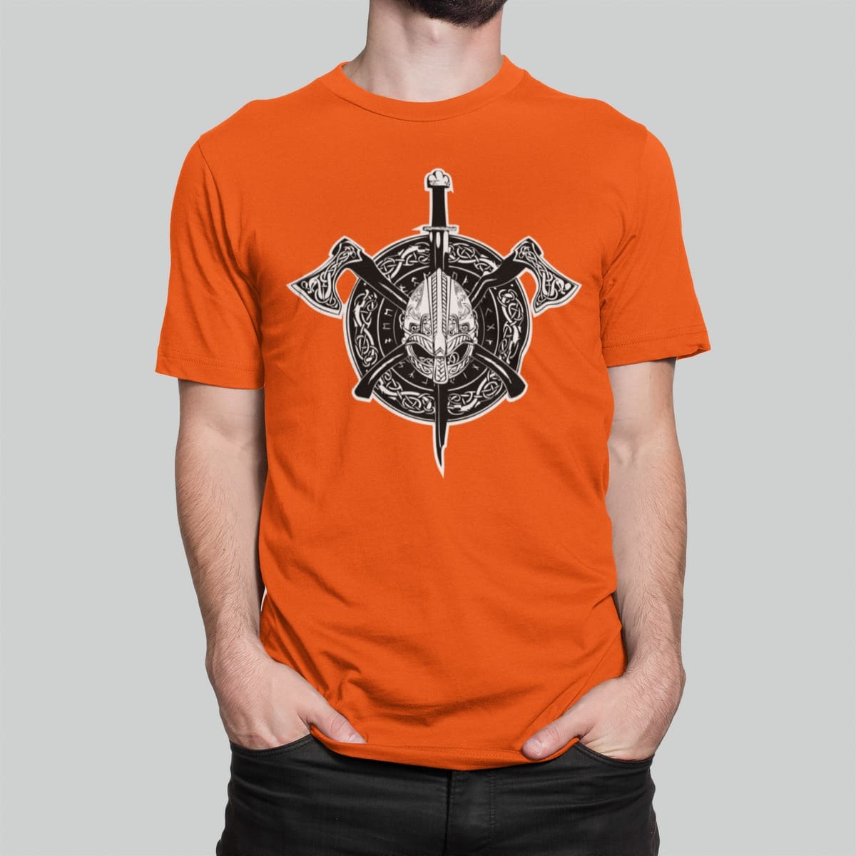 Μπλούζα με στάμπα , Viking Crest (10031) - Orange (400)