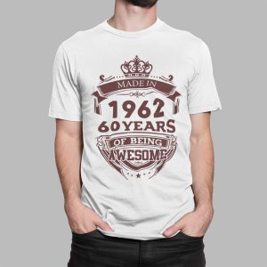 T shirt με εκτύπωση , Made in 1962 (10379) - White (102)