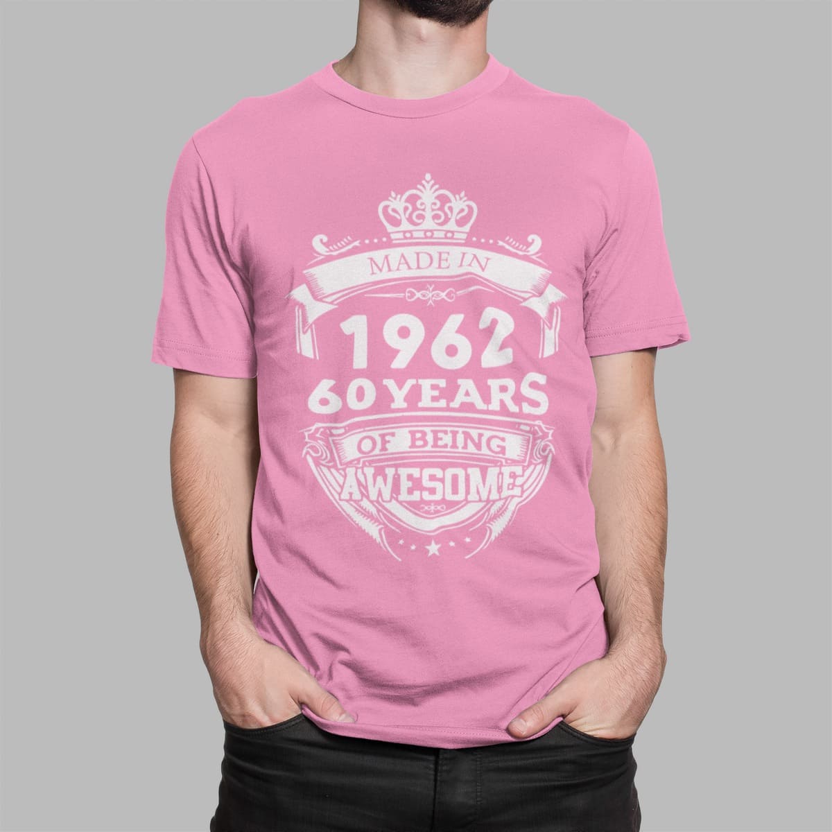 T shirt με εκτύπωση , Made in 1962 (10379) - Orchid Pink (136)