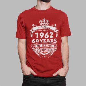 T shirt με εκτύπωση , Made in 1962 (10379) - Red (145)