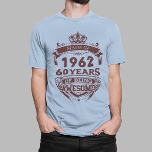 T shirt με εκτύπωση , Made in 1962 (10379) - Sky Blue (220)