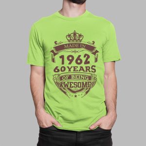 T shirt με εκτύπωση , Made in 1962 (10379) - Apple Green (280)