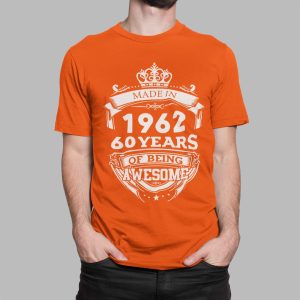 T shirt με εκτύπωση , Made in 1962 (10379) - Orange (400)