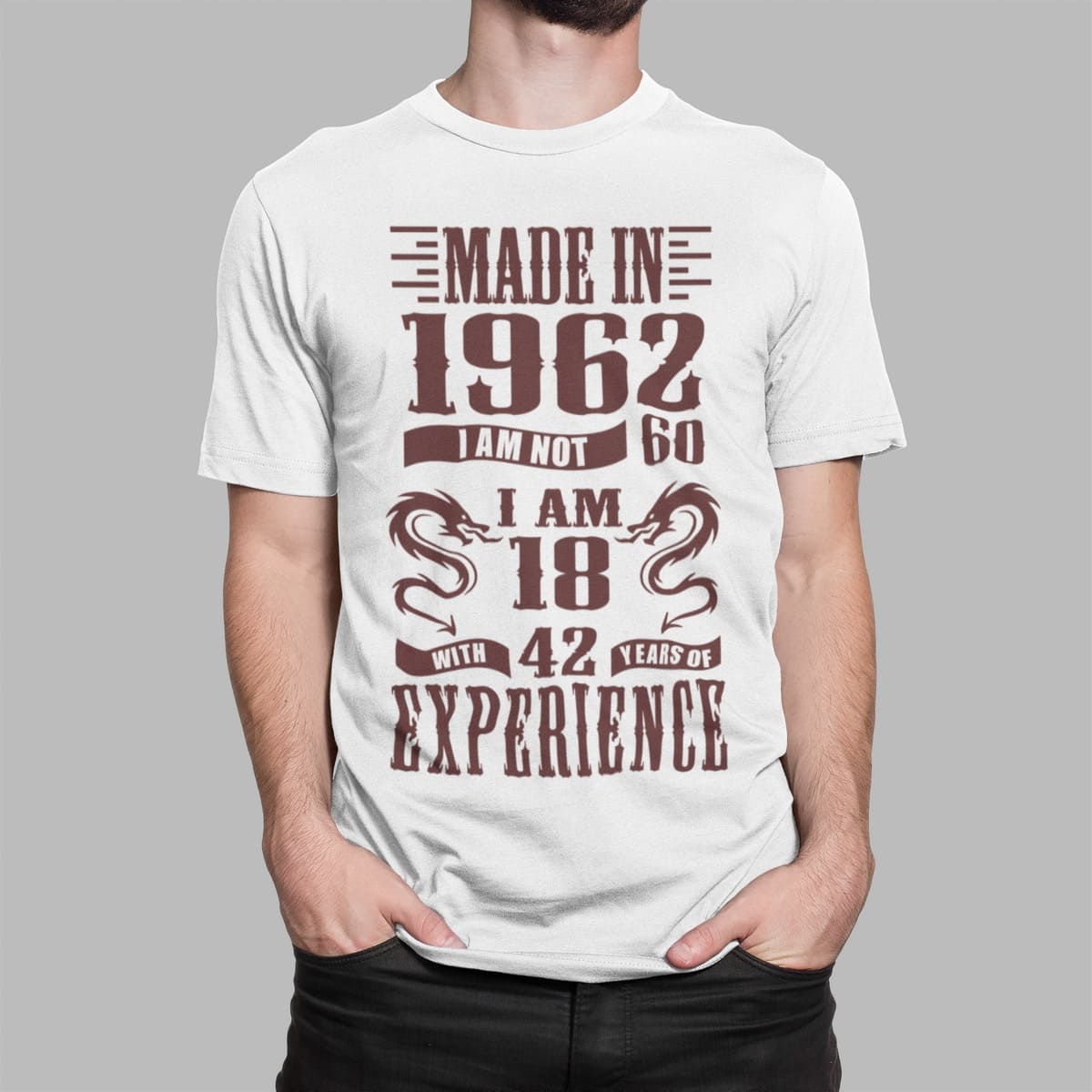 Μπλουζάκι με στάμπα , Made in 1962 Experience (10380) - White (102)