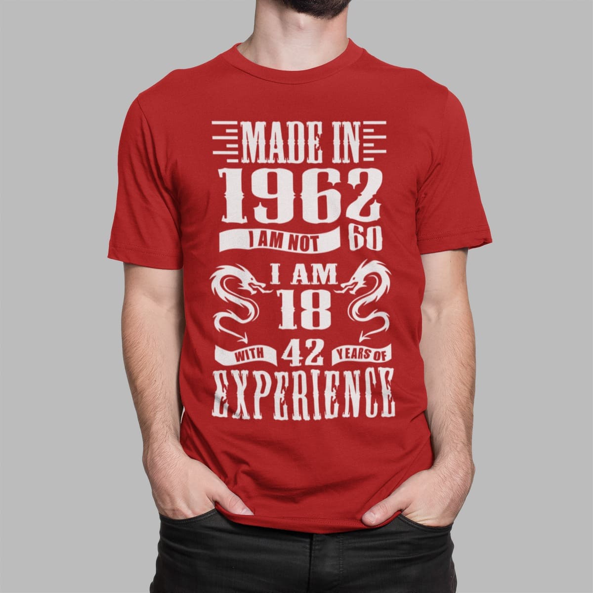 Μπλουζάκι με στάμπα , Made in 1962 Experience (10380) - Red (145)