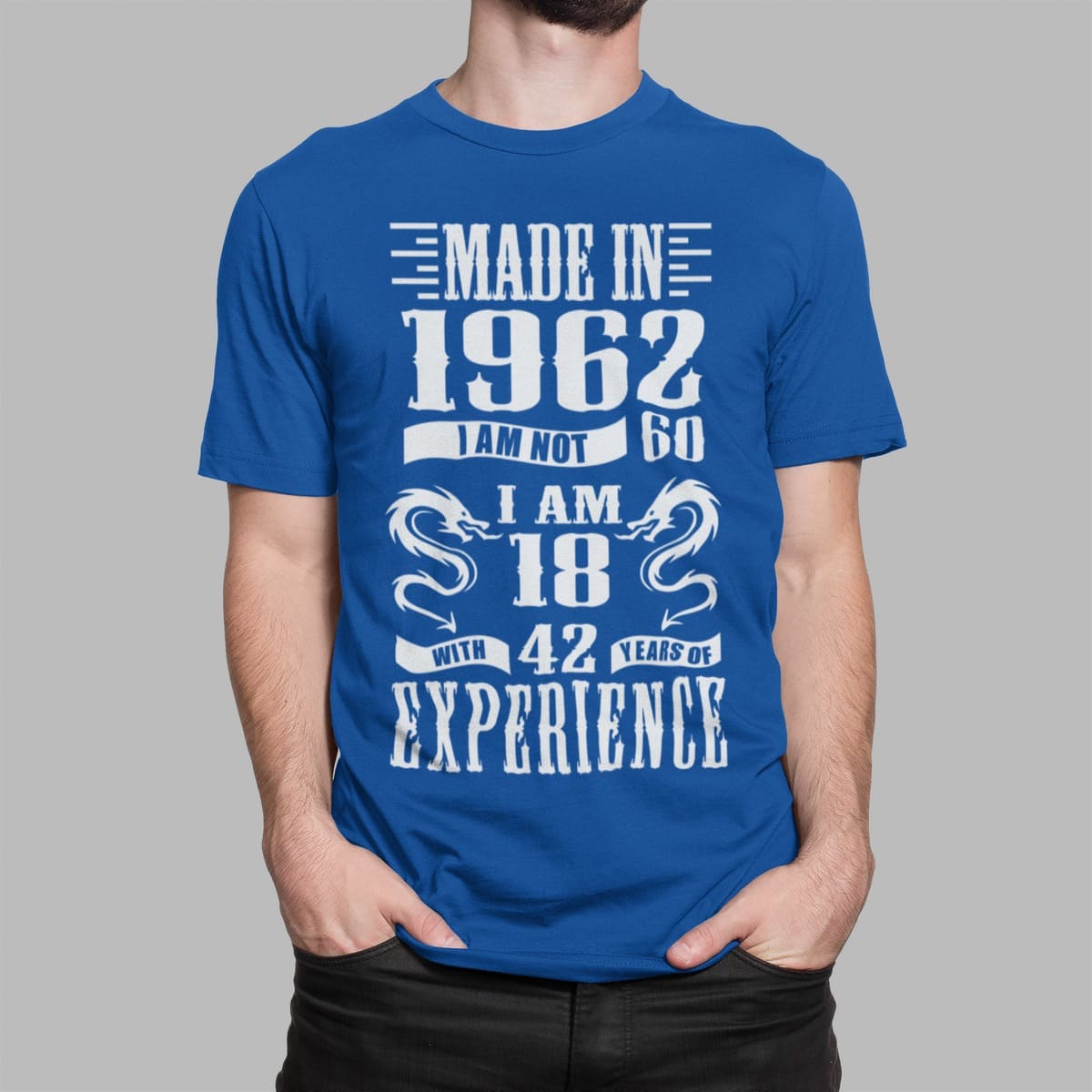 Μπλουζάκι με στάμπα , Made in 1962 Experience (10380) - Royal Blue (241)