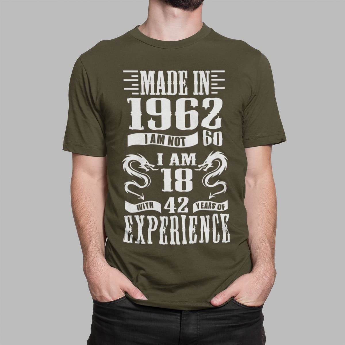 Μπλουζάκι με στάμπα , Made in 1962 Experience (10380) - Army (269)