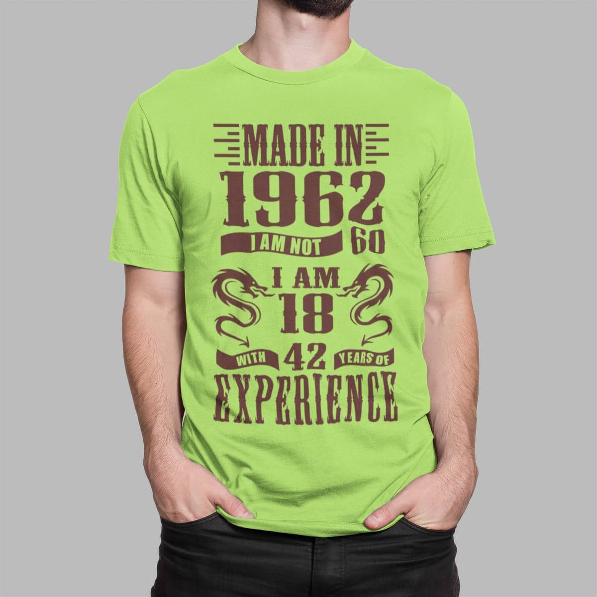 Μπλουζάκι με στάμπα , Made in 1962 Experience (10380) - Apple Green (280)