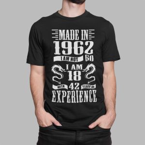 Μπλουζάκι με στάμπα , Made in 1962 Experience (10380) - Black (309)