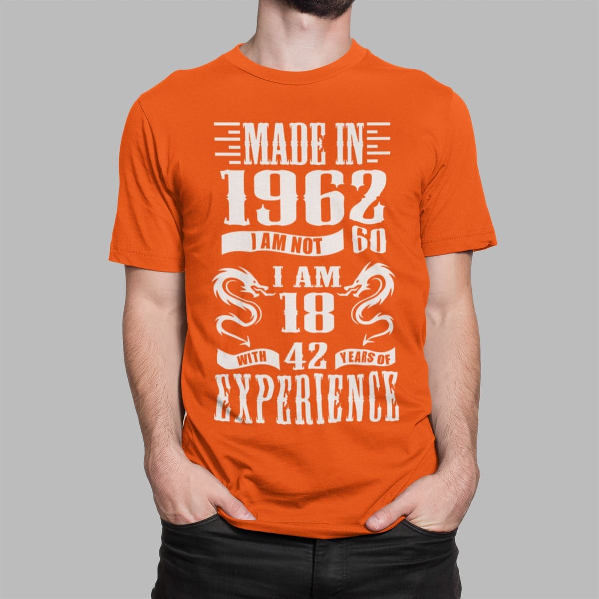 Μπλουζάκι με στάμπα , Made in 1962 Experience (10380) - Orange (400)