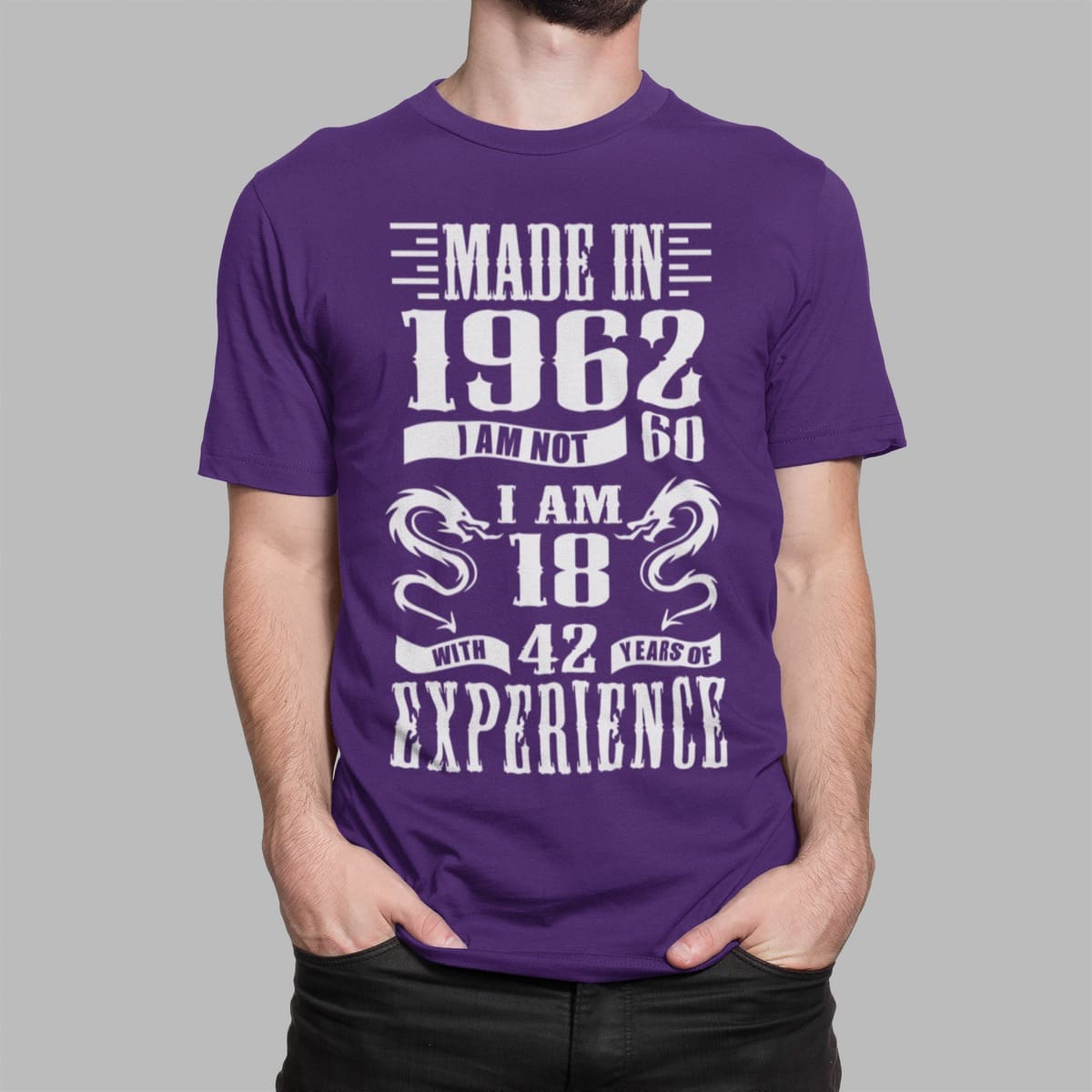 Μπλουζάκι με στάμπα , Made in 1962 Experience (10380) - Dark Purple (712)