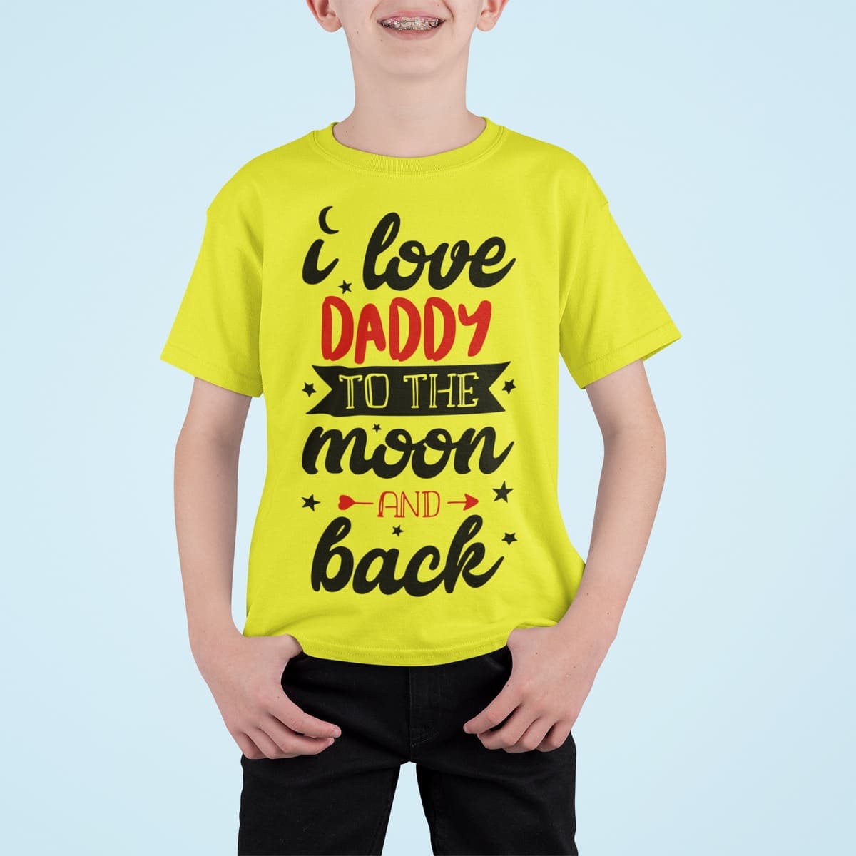 Μπλούζα με εκτύπωση , I Love Daddy to the Moon and Back (10247) - Yellow (302)